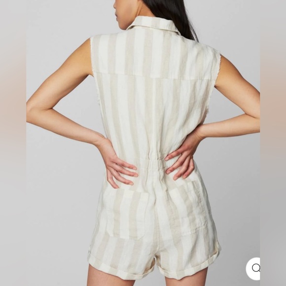 BLANKNYC Striped Linen Romper In Changing Lanes NWT - Picture 3 of 7